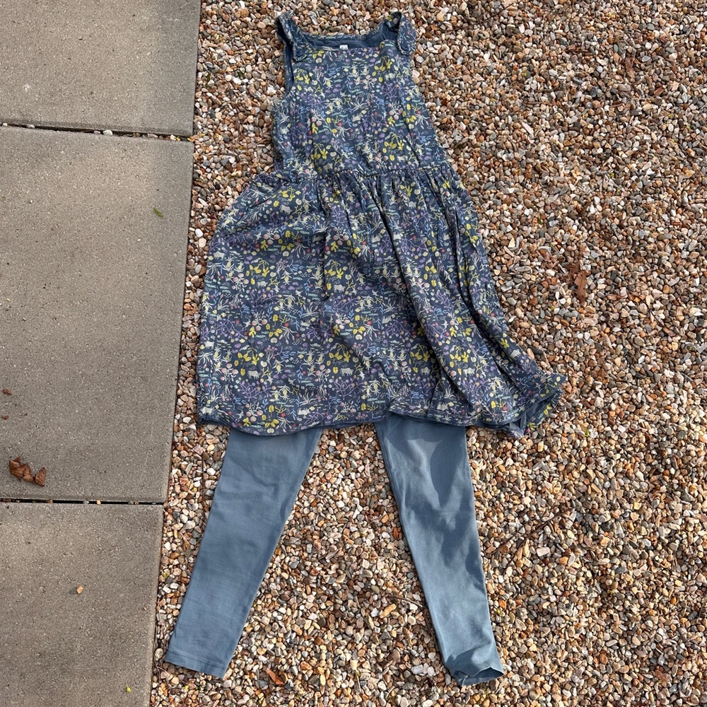 Tea Collection Floral Blue Kids Dress with Leggings